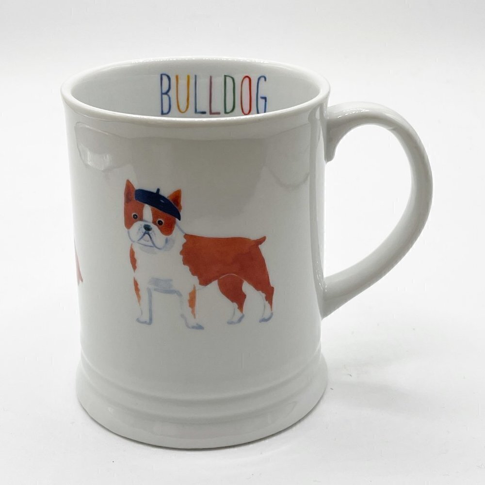 Fringe Studio Bulldog Multi-Color Graphic White Ceramic Handled Coffee Tea Mug